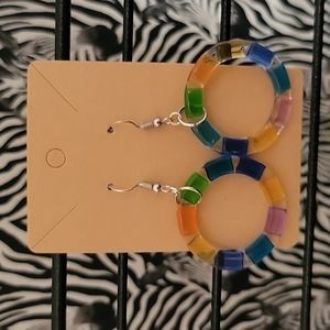 Multicolored Resin Circle Earrings